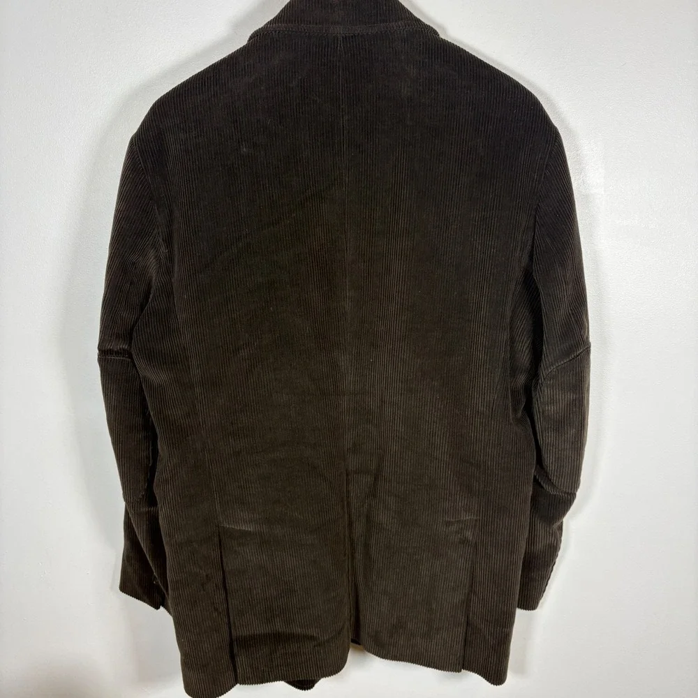 Brooks Brothers 346 Mens Brown Corduroy Blazer Elbow Patches Plaid Lined Medium